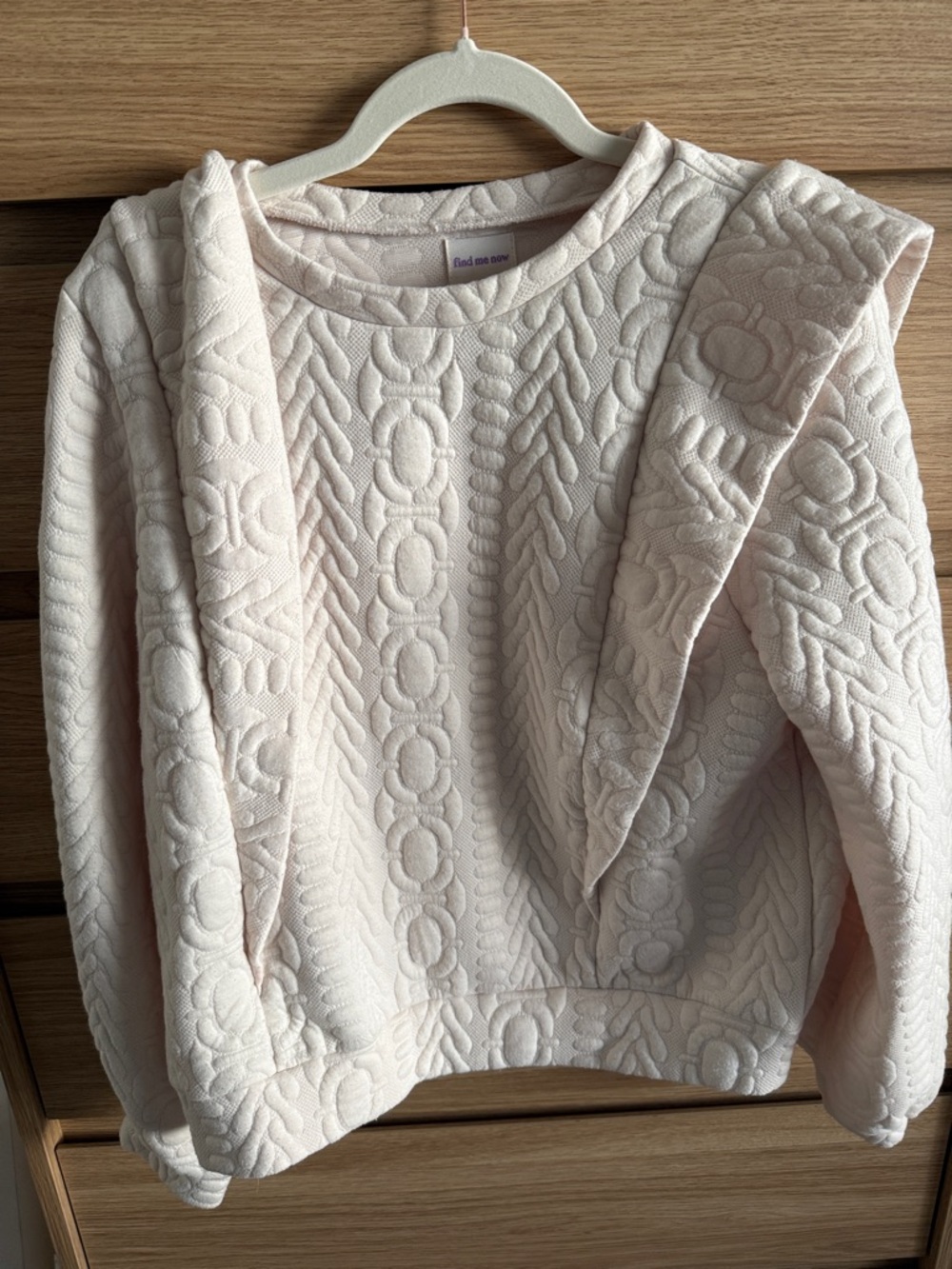 Anthropologie Find Me Now Women's Cream Textured Cable-Knit Sweater